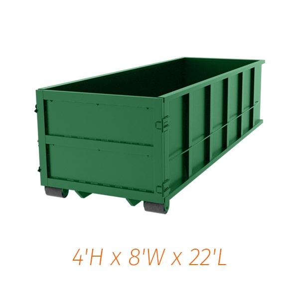 hazardous waste cannot be put in the twenty yard dumpsters as it needs to be disposed of in a special and regulated manner